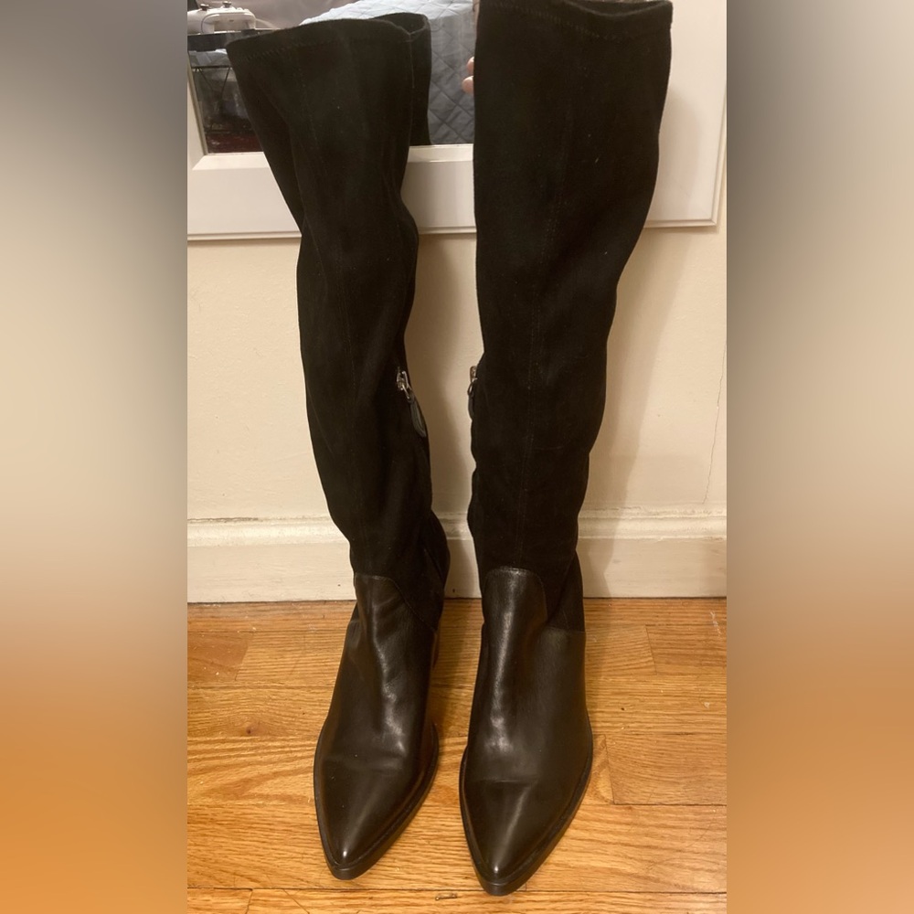Rebecca Minkoff Black Knee High Boots, leather/suede